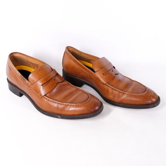 Cole Haan Grand Leather Penny Loafer Dress Shoes Mens 9M Orange Brown Tan C33224 main image 9